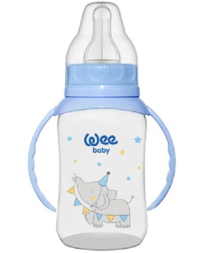 Бебешко шише с дръжки Wee Baby Classic, PP, 150 ml, синьо - 1