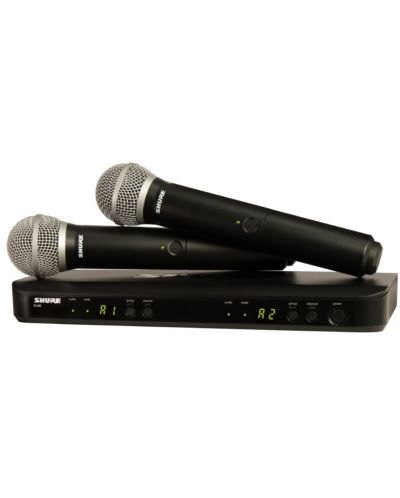 Безжична микрофонна система Shure - BLX288E/PG58-K3E, черна - 1