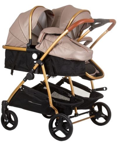 Бебешка количка за близнаци Chipolino - Дуо Смарт, златисто бежова - 2