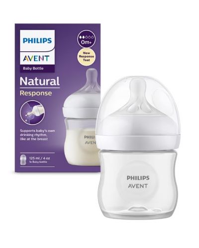 Бебешко шише Philips Avent - Natural Response 3.0, с биберон 0m+, 125 ml - 1