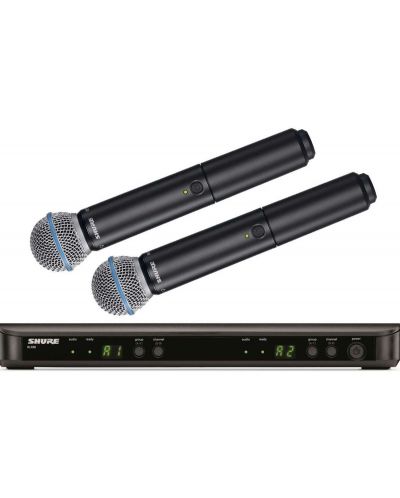 Безжична микрофонна система Shure - BLX288E/B58-S8, черна - 2