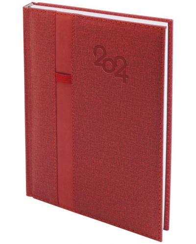 Бележник Spree Denim - С ластик за химикалка, 168 листа, червен, 2024 - 1
