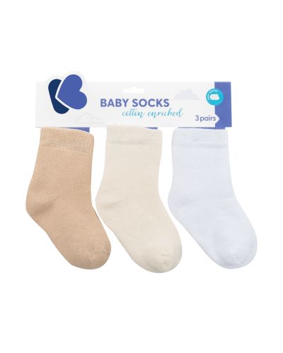 Бебешки чорапи KikkaBoo - Памучни, 6-12 месеца, бежови - 1