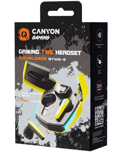 Безжични слушалки Canyon - DoubleBee GTWS-2, TWS, жълти/черни - 6