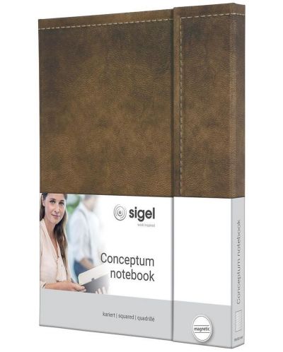 Бележник Sigel Conceptum - A5, кафяв, с магнитно затваряне - 1