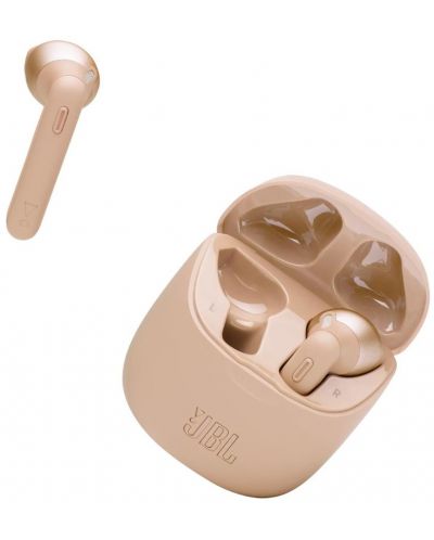 Безжични слушалки с микрофон JBL - T225 TWS, златисти - 3