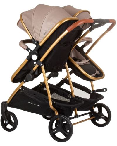 Бебешка количка за близнаци Chipolino - Дуо Смарт, златисто бежова - 3