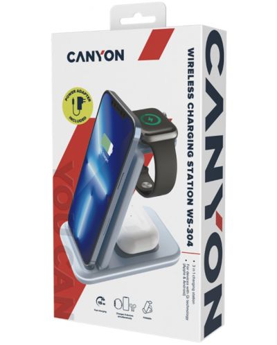 Безжично зарядно Canyon - WS-304, 15W, син - 1