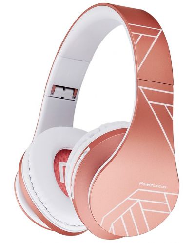 Безжични слушалки PowerLocus - P2, розови/златисти - 1