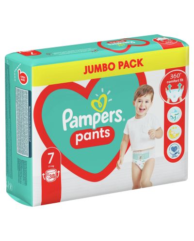 Бебешки пелени гащи Pampers, 7, Jumbo Pack, 38 броя - 1