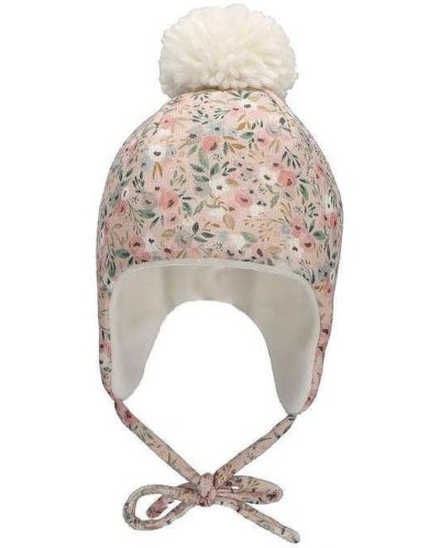 Бебешка зимна шапка за момиче Sterntaler - С принт на цветя, 47 cm, 9-12 м - 2