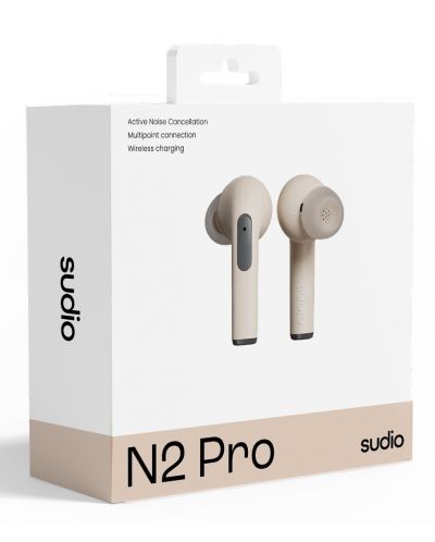 Безжични слушалки Sudio - N2 Pro, TWS, ANC, бежови - 5