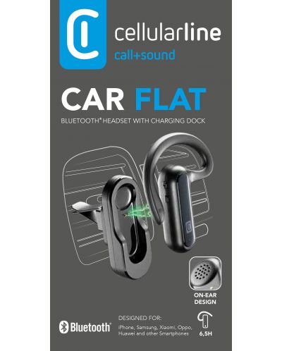 Безжична слушалка с микрофон Cellularline - Car Flat, черна - 6