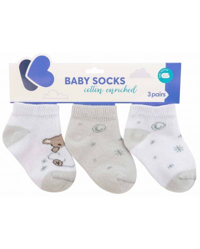 Бебешки летни чорапи KikkaBoo - Dream Big, 6-12 месеца, 3 броя, Beige - 1