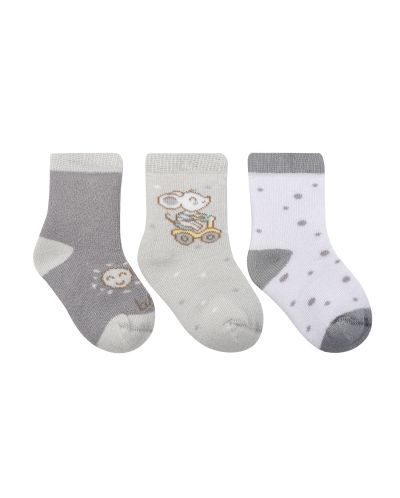 Бебешки чорапи KikkaBoo Joyful Mice - Памучни, 0-6 месеца - 2