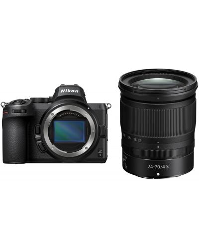 Безогледален фотоапарат Nikon - Z5, Nikkor Z 24-70mm, f/4S, черен - 1