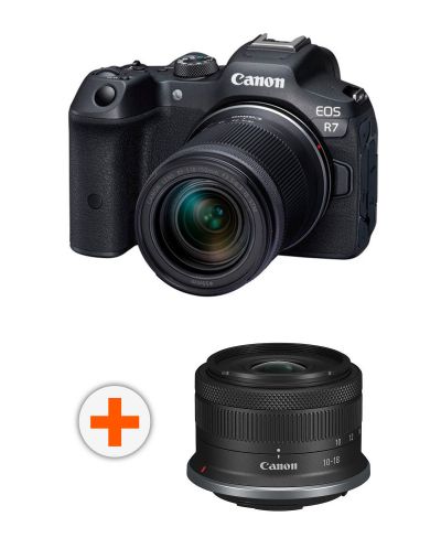 Безогледален фотоапарат Canon - EOS R7, RF-S 18-150mm IS STM, Black + Обектив Canon - RF-S, 10-18mm, f/4.5-6.3, IS STM - 1