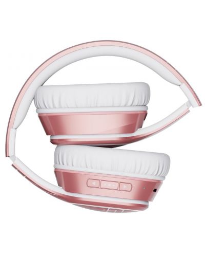 Безжични слушалки с микрофон PowerLocus - P7 Upgrade, розови/бели - 4