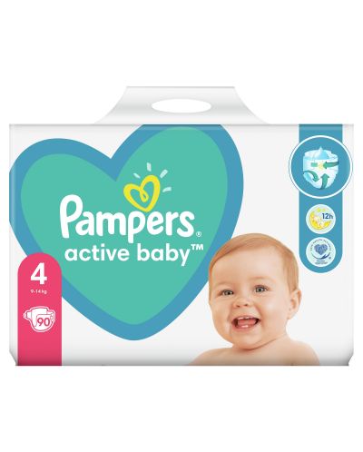 Бебешки пелени Pampers - Active Baby 4, 90 броя - 8