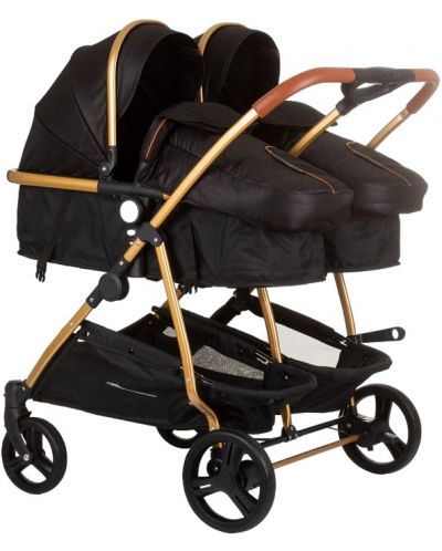 Бебешка количка за близнаци Chipolino - Дуо Смарт, обсидиан/злато - 1