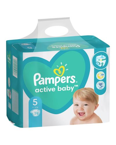 Бебешки пелени Pampers - Active Baby 5, 78 броя - 1