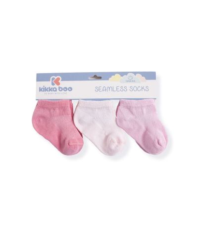 Бебешки къси чорапи KikkaBoo Solid - Памучни, 6-12 месеца, розови - 1