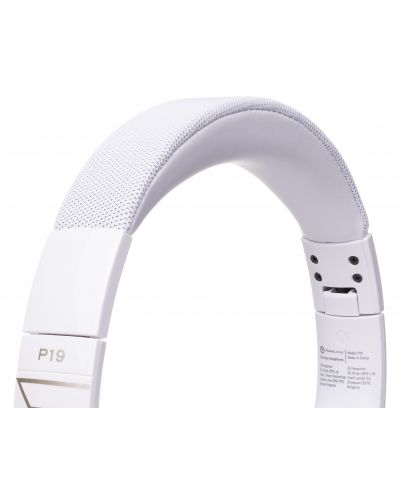 Безжични слушалки с микрофон PowerLocus - P19, бели/златисти - 3