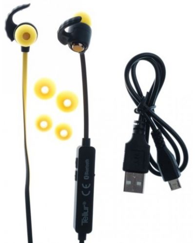 Безжични спортни слушалки с микрофон Tellur - Speed, жълти - 3