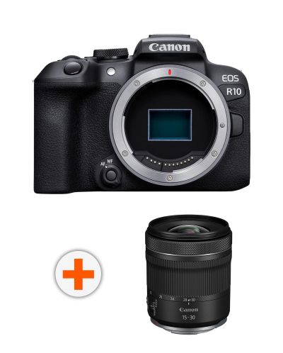 Безогледален фотоапарат Canon - EOS R10, Black + Обектив Canon - RF, 15-30mm, f/4.5-6.3 IS STM - 1