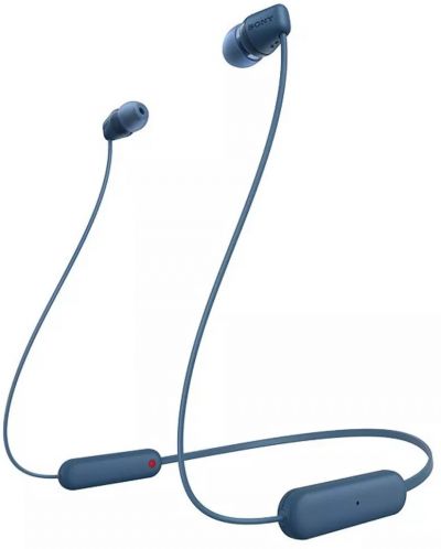 Безжични слушалки с микрофон Sony - WI-C100, сини - 1
