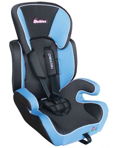 Детско столче за кола Bebino - Techno, пепит със синьо, 9-36 kg - 1