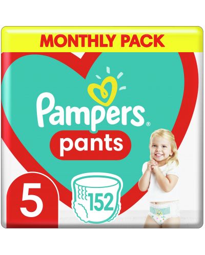 Бебешки пелени гащи Pampers 5, 152 броя - 1