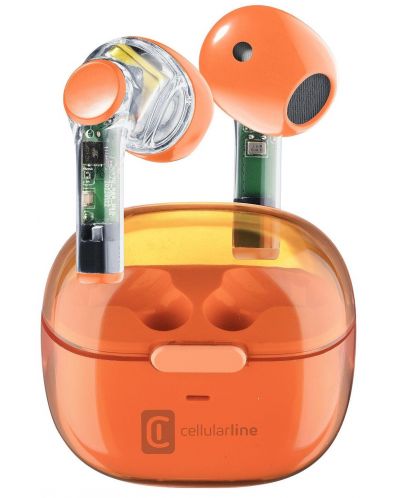 Безжични слушалки Cellularline - Fine, TWS, оранжеви - 1