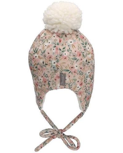 Бебешка зимна шапка за момиче Sterntaler - С принт на цветя, 47 cm, 9-12 м - 5