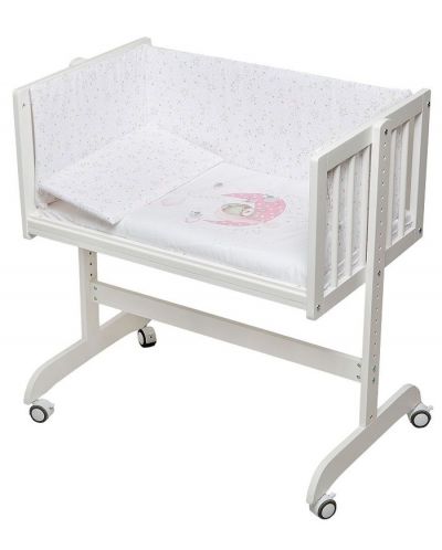 Бебешка мини кошара Interbaby - Мече, със спален комплект, розов - 1