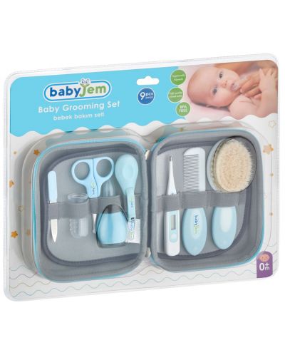 Бебешки хигиенен комплект с несесер BabyJem - 9 части, син - 4