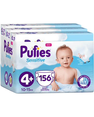 Бебешки пелени Pufies Sensitive 4+, 156 броя - 1