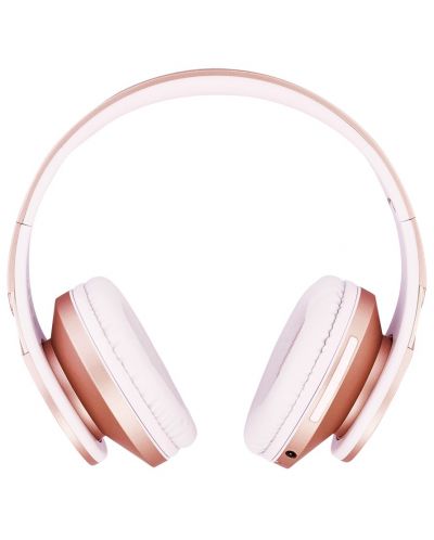 Безжични слушалки с микрофон PowerLocus - EDGE, розови/бели - 2