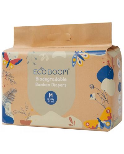 Бебешки бамбукови пелени Eco Boom - Pure, размер 3, 32 броя - 1