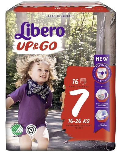 Бебешки пелени гащи Libero - Up&Go 7, 16 броя - 1