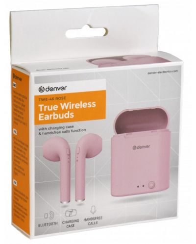 Безжични слушалки Denver - TWE-46, TWS, розови - 5