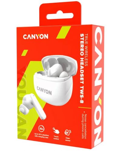 Безжични слушалки Canyon - TWS-8, бели - 5