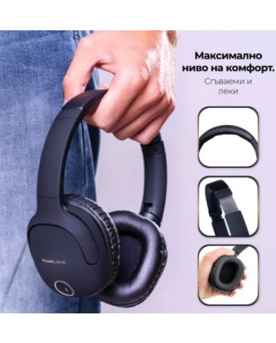 Безжични слушалки PowerLocus - P7, черни/златисти - 7