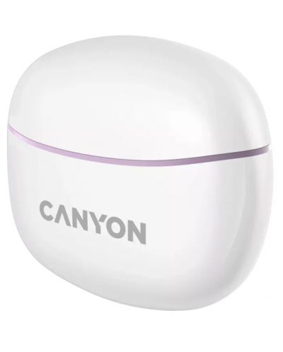 Безжични слушалки Canyon - TWS5, бели/лилави - 3