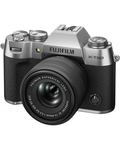 Безогледален фотоапарат Fujifilm - X-T50, XC 15-45 mm, Silver - 1
