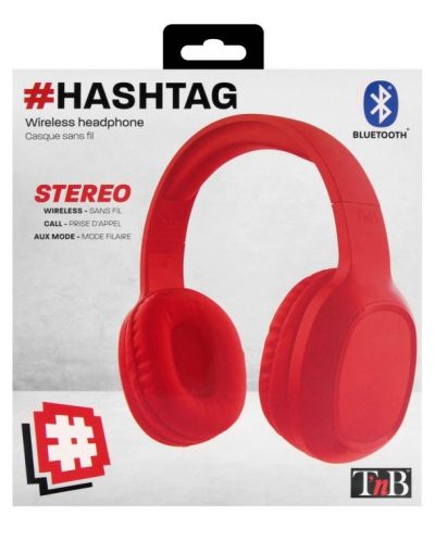 Безжични слушалки с микрофон T'nB - Hashtag, червени - 3