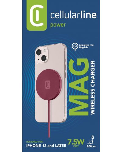 Безжично зарядно Cellularline - Mag, MagSafe, 7.5W, червено - 2