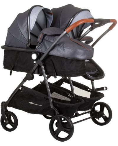 Бебешка количка за близнаци Chipolino - Дуо Смарт, сребърно сиво - 2