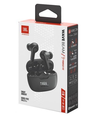 Безжични слушалки JBL - Wave Beam, TWS, черни - 8