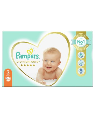 Бебешки пелени Pampers - Premium Care 3, 120 броя - 2